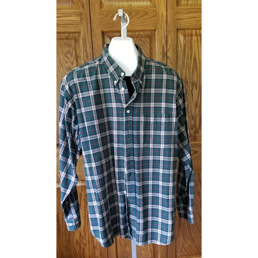 Men's CLAYBROOKE Green Blue Red Plaid Shirt X Large XL Long Sleeve Quality Made